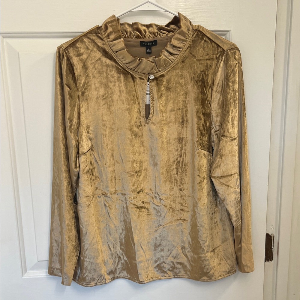 Talbots Shimmering Gold Velvet Blouse
